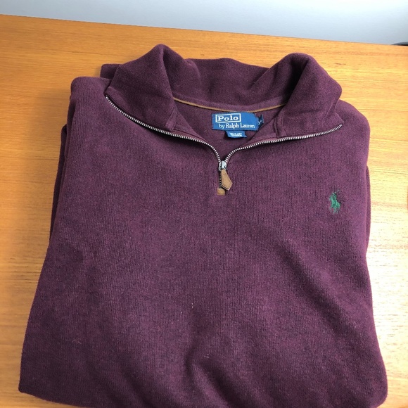 Polo by Ralph Lauren Men's Zip-Neck Sweater/Wine - Picture 2 of 3